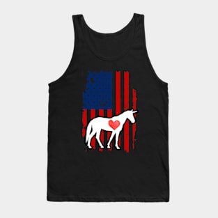 Unicorn Merica Usa American Flag Tank Top